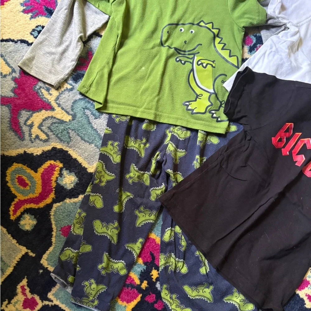 The Children's Place Green Dinosaur Pajama Set bundle lot t-shirt clothing 4-5
